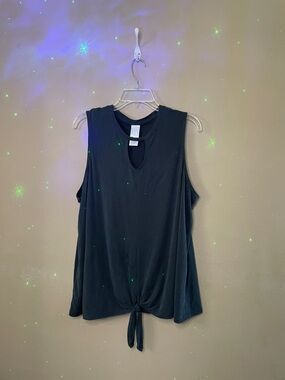 Time and Tru Black Sleeveless Tie-Front Keyhole Tank SZ XXL